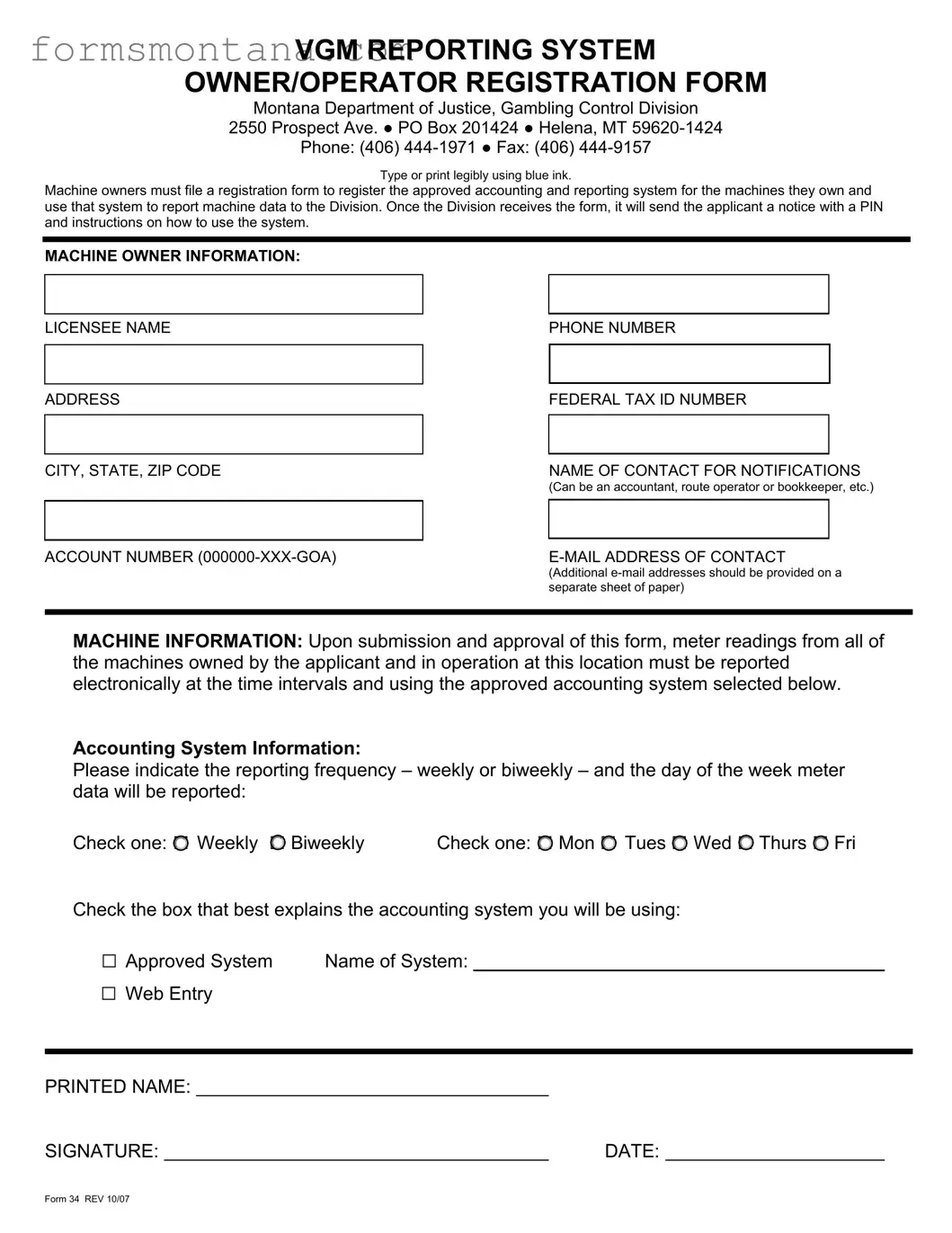 Fill a Valid Montana 34 Form