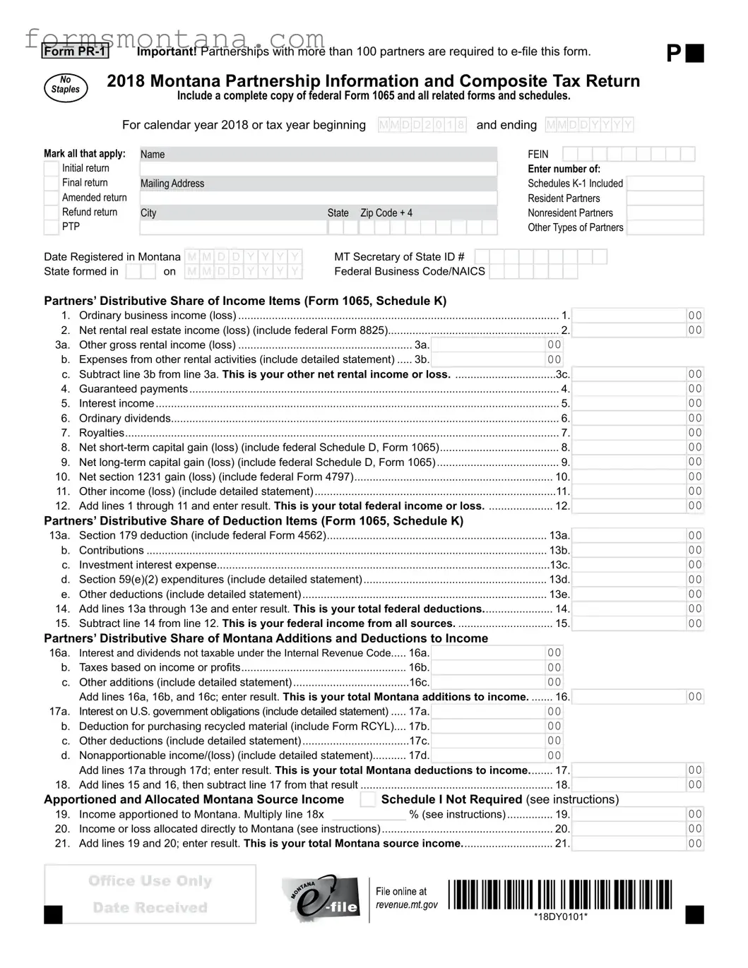 Fill a Valid Montana Pr 1 Form