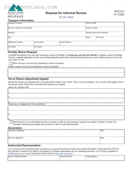 Fill a Valid Montana Apls101F Form
