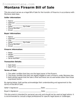 Attorney-Verified  Firearm Bill of Sale Form for Montana