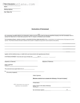 Fill a Valid Montana Declaration Homestead Form