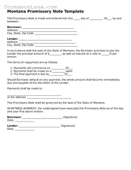 Attorney-Verified  Promissory Note Form for Montana