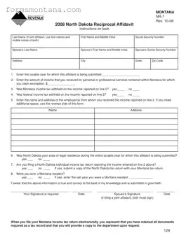 Fill a Valid Montana Nr 1 Form