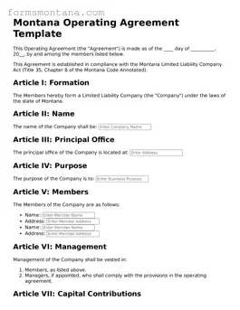 Attorney-Verified  Operating Agreement Form for Montana