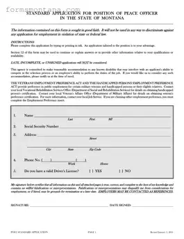 Fill a Valid Montana Post Standard Application Form