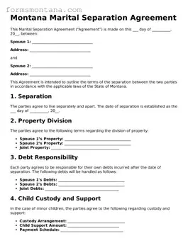Attorney-Verified  Marital Separation Agreement Form for Montana